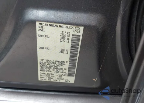 2017 Nissan Altima 2.5 Sv from USA, damaged, VIN 1N4AL3AP9HC171242